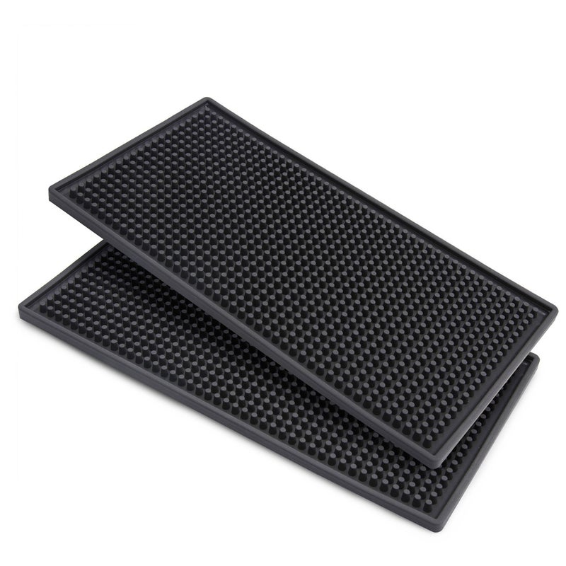 Facmogu فاسموغو 2 قطع حصائر بار مطاطية 12" × 6"، حصائر خدمة بار PVC لبارتندر الكوكتيل، وسادات أكواب تسرب زجاج الويسكي والقهوة والنبيذ والشاي والبيرة، حصائر - Image 1
